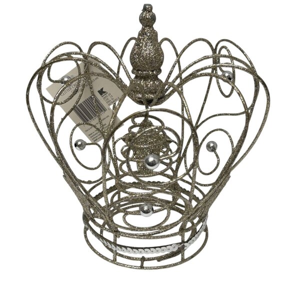 Glitter Crown Christmas Tree Topper by Jaclyn Smith Gold Holiday Decor - Picture 2 of 8